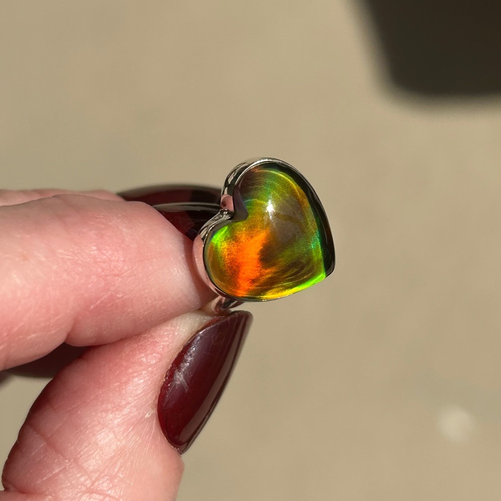 925 Sterling Silver Royal Opal Heart-Shaped Ring - Picture 4 of 15